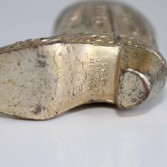 Vintage K.I Silver/Bronze Ornate Cowboy Boot 2 5/8" Tall Made In Occupied Japan - Picture 9 of 9